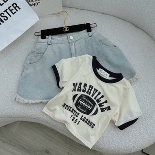 SET ÁO CROP PULL VIỀN - CHÂN VÁY JEAN
