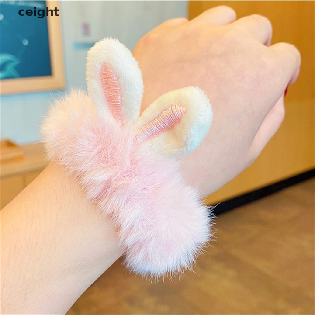 Dây Cột Tóc Co Giãn Hình Tai Thỏ Màu Kẹo Ngọt Dễ Thương Cho Nữ