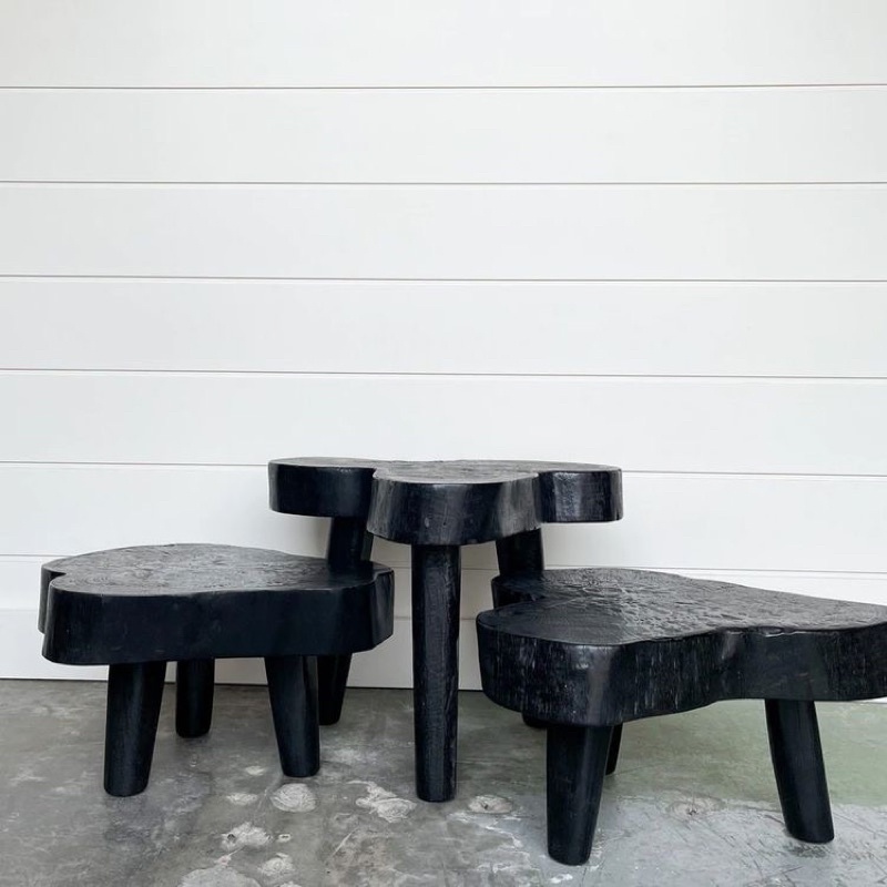 Ghế/Bàn Gỗ Sơn Đen Phong Cách Rustic, Minimalism
