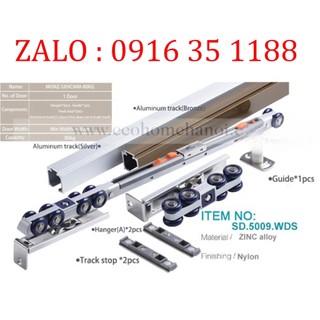 Bộ bánh xe cửa lùa ray treo có giảm chấn hai chiều sd.5009.wds