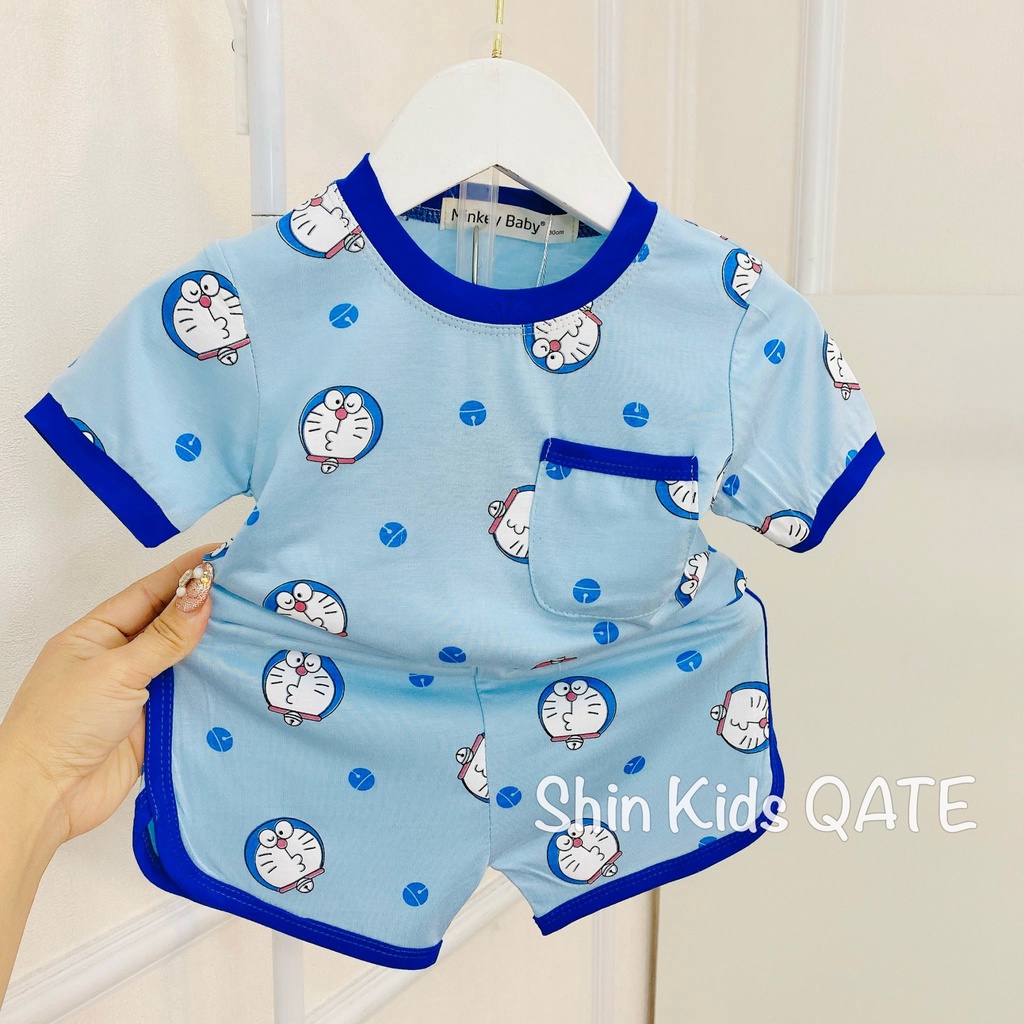 Có Size Đại Đồ Bộ Thun Lạnh Bé Trai,Bé Gái.Bộ Cộc Tay Minkey Baby In Gấu Siêu Xinh Dành Cho Bé.