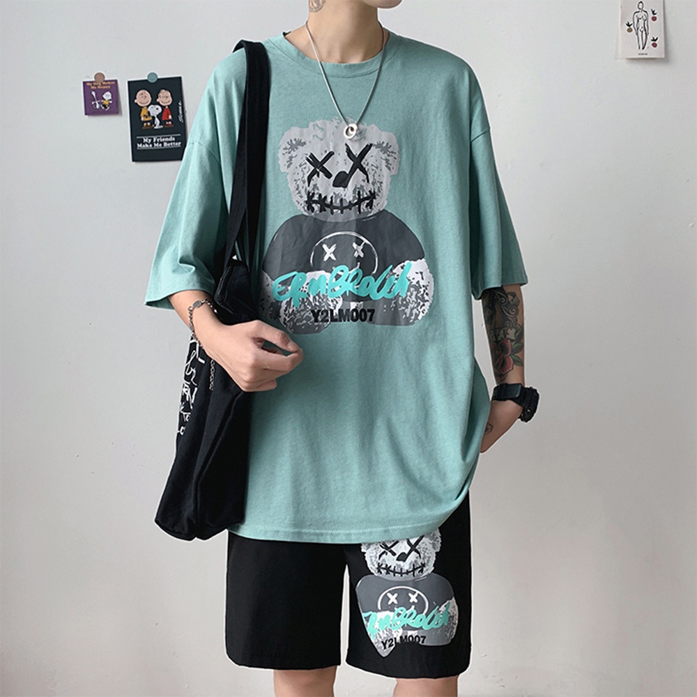 Bộ Đồ Thun Nam Mùa Hè In Hình Gấu Dễ Thương Style Hàn Quốc Trẻ Trung sozo - SET NAM 90000163C