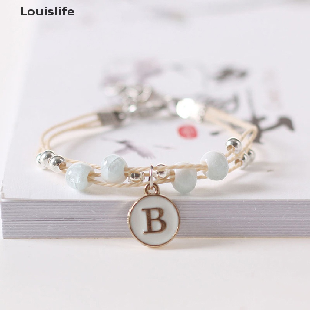 Vòng Tay Louislife Chuỗi Hạt Gốm Nhiều Lớp Mặt Khắc Chữ Thời Trang Cho Cặp Đôi