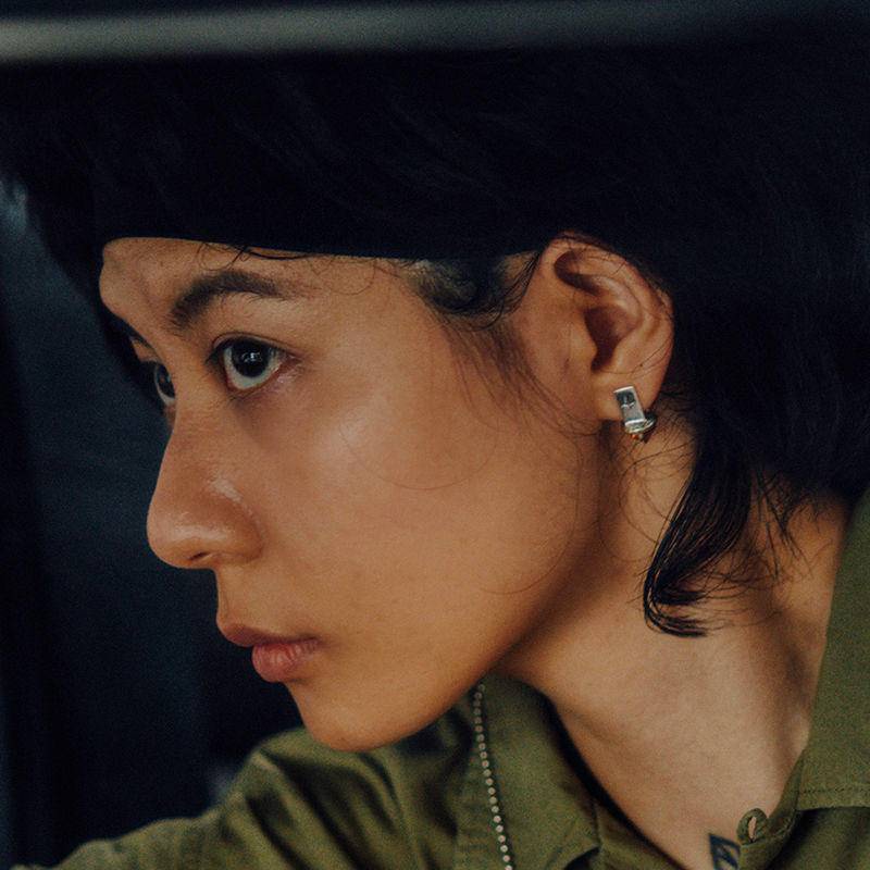 Siderealmade Bông Tai Bạc 925 Dát Kim Cương Thủy Tinh Dát Ngắn Hai Màu