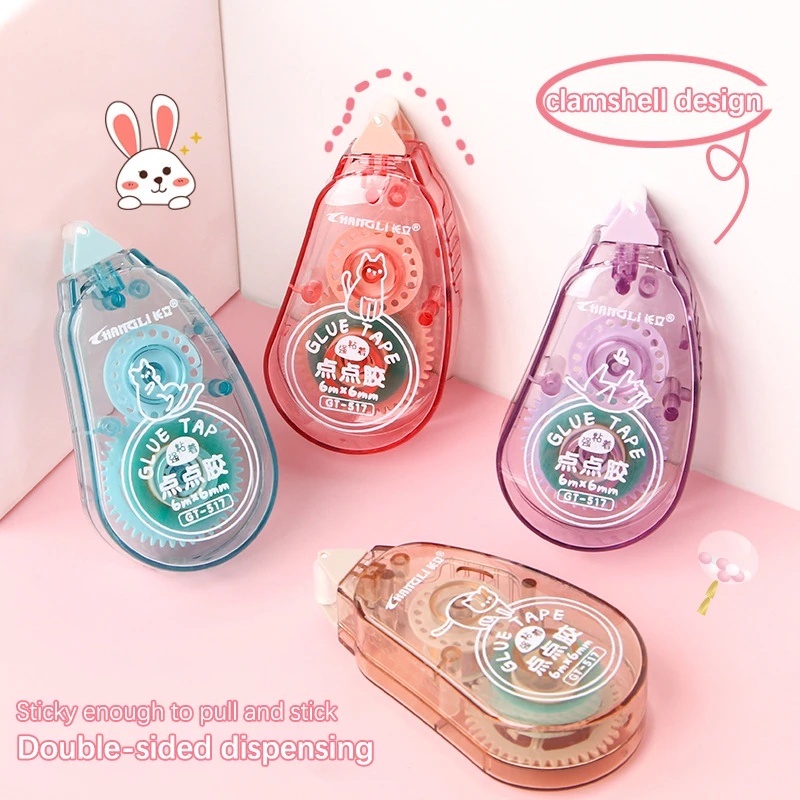 Cuộn Băng Keo Hai Mặt Trong Suốt Dài 8m Họa Tiết Chấm Bi Dùng Trang Trí Sổ Tay DIY