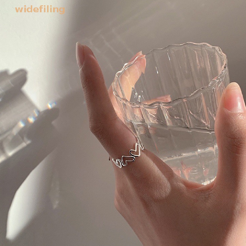 Set 2 Nhẫn Hở Mặt Trái Tim Thời Trang Cho Nữ