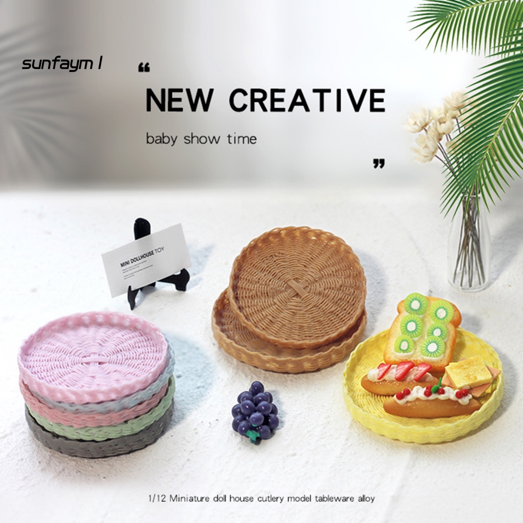 Sunfa Khay Đựng Bánh Mì Trái Cây Đồ Chơi Thu Nhỏ Không Phai Màu Cho Nhà Búp Bê