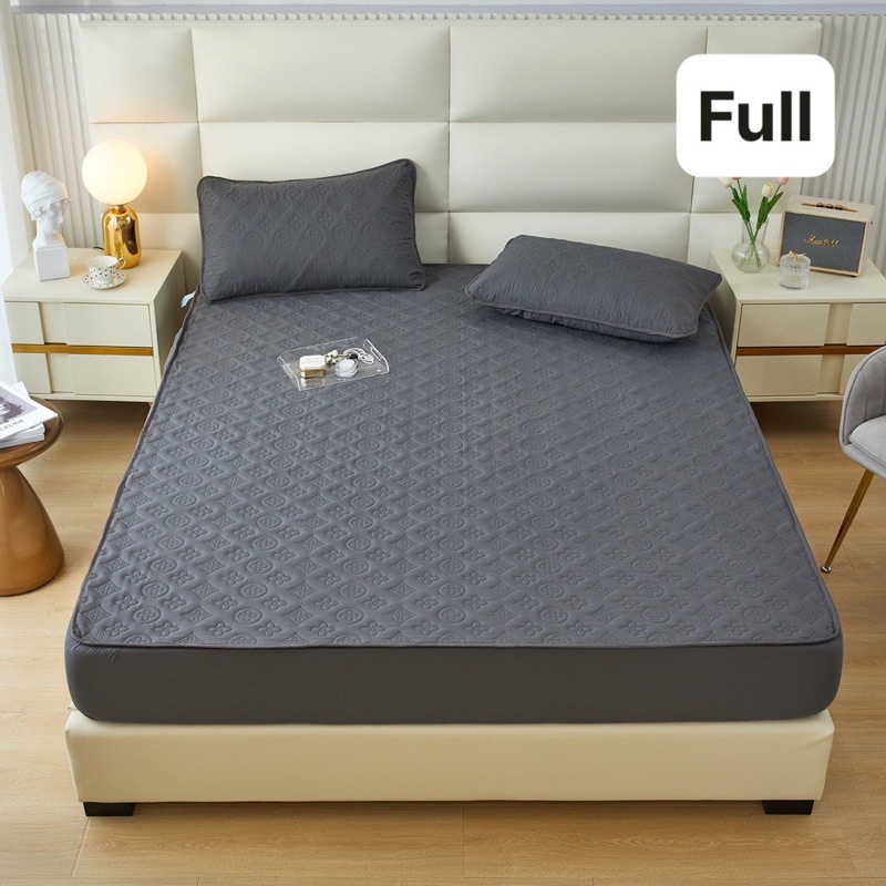 Set ga gối chống thấm lv hoạ tiết in nổi IGUN BEDDING chất liệu cotton kháng khuẩn an toàn cho da