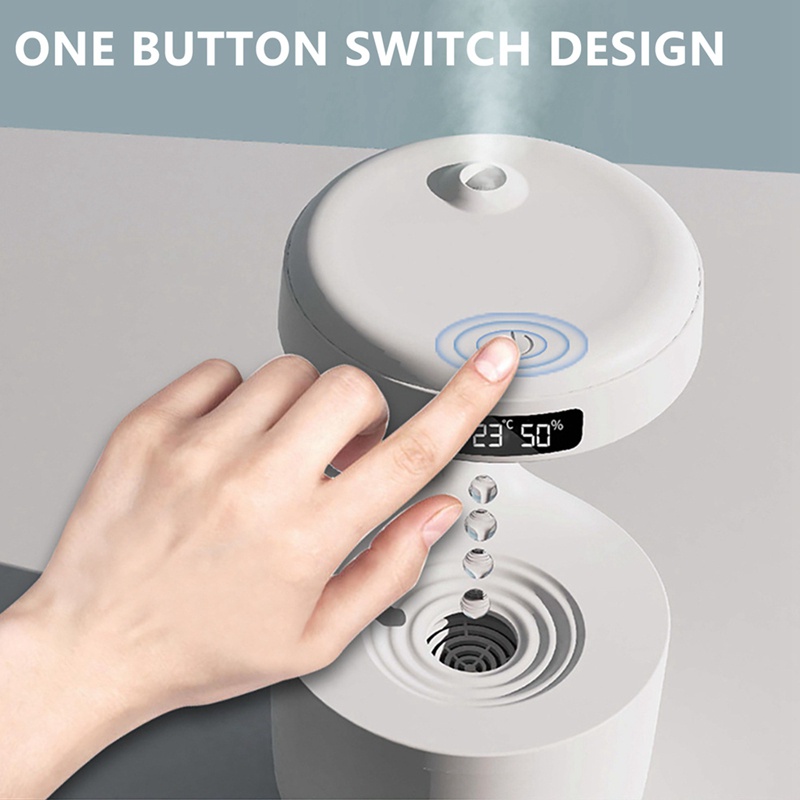 Máy Phun Sương Tạo Độ Ẩm 800ML Bằng Sóng Siêu Âm Chống Trọng Lực Hình Giọt Nước Có Màn Hình LED Hiển Thị Cho