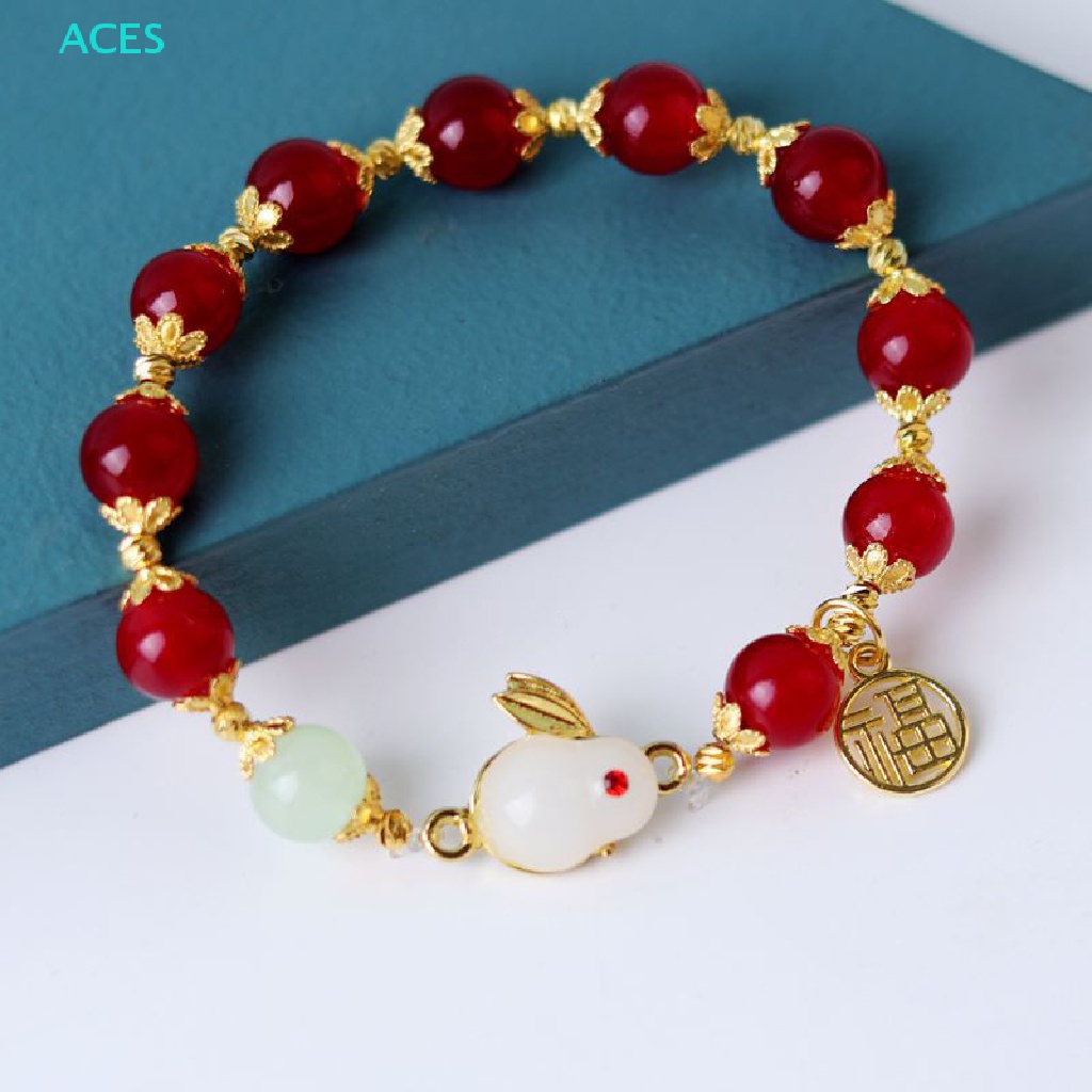 Vòng Đeo Tay Xỏ Hạt Hình Thỏ Cung Hoàng Đạo Handmade Phong Cách Trung Hoa Dễ Thương Dành Cho Nữ