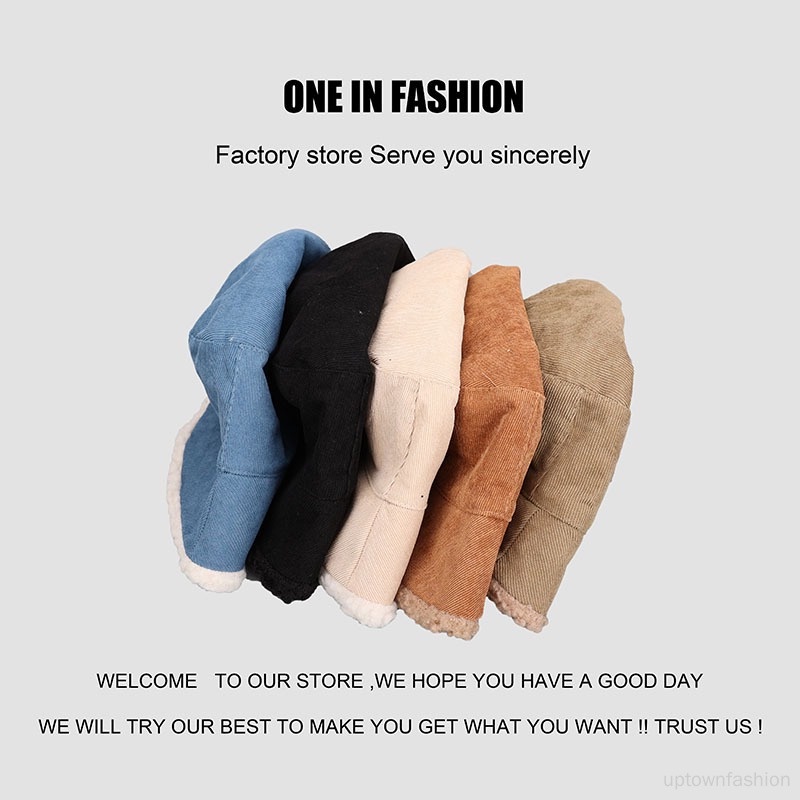 Mũ Len Lông Cừu Dày Hai Mặt Kẻ Sọc Đa Năng Giữ Ấm Cho Nữ