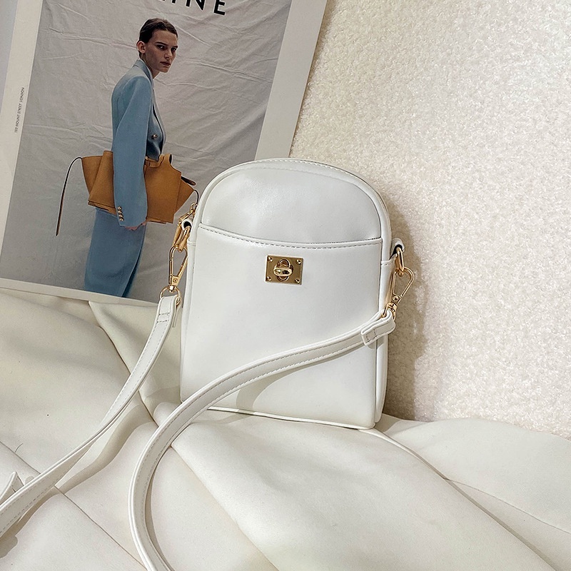 Túi Đeo Chéo mini Bằng Da Có Khóa Kéo Phong Cách Hàn Quốc Thời Trang Cho Nữ
