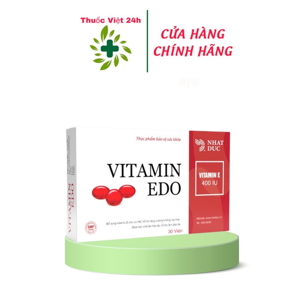 Viên Uống Vitamin EDO - Hỗ Trợ Bổ Sung Vitamin E Hạn Chế Lão Hóa Da - Hộp 30 Viên - ThuocViet24h