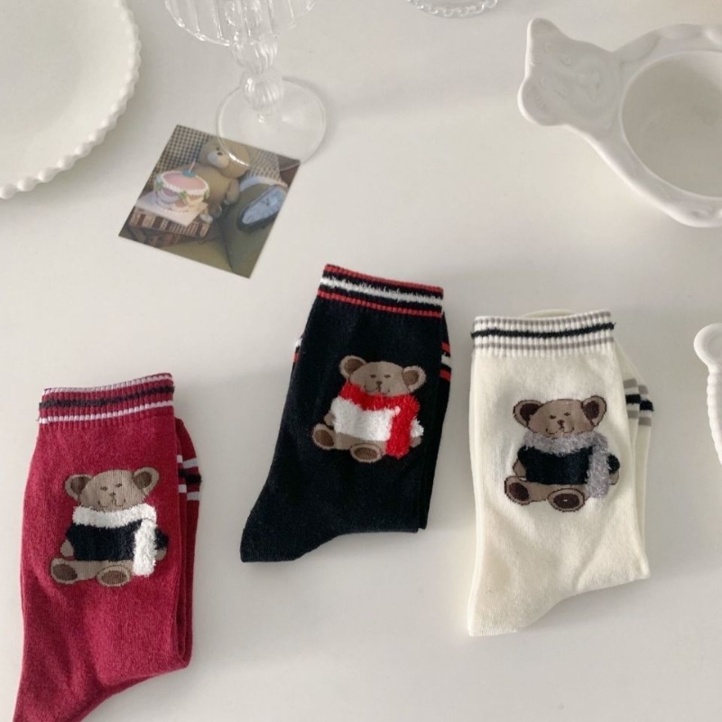 Vớ Cotton Cổ Cao In Họa Tiết Hoạt Hình Phong Cách Nhật Bản Dễ Thương Thời Trang Thu Đông Cho Nữ