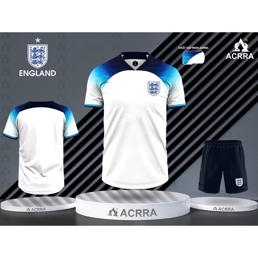 Bộ quần áo đá banh vải thun ĐT Anh mẫu 2022_ Hàng Thun Đẹp