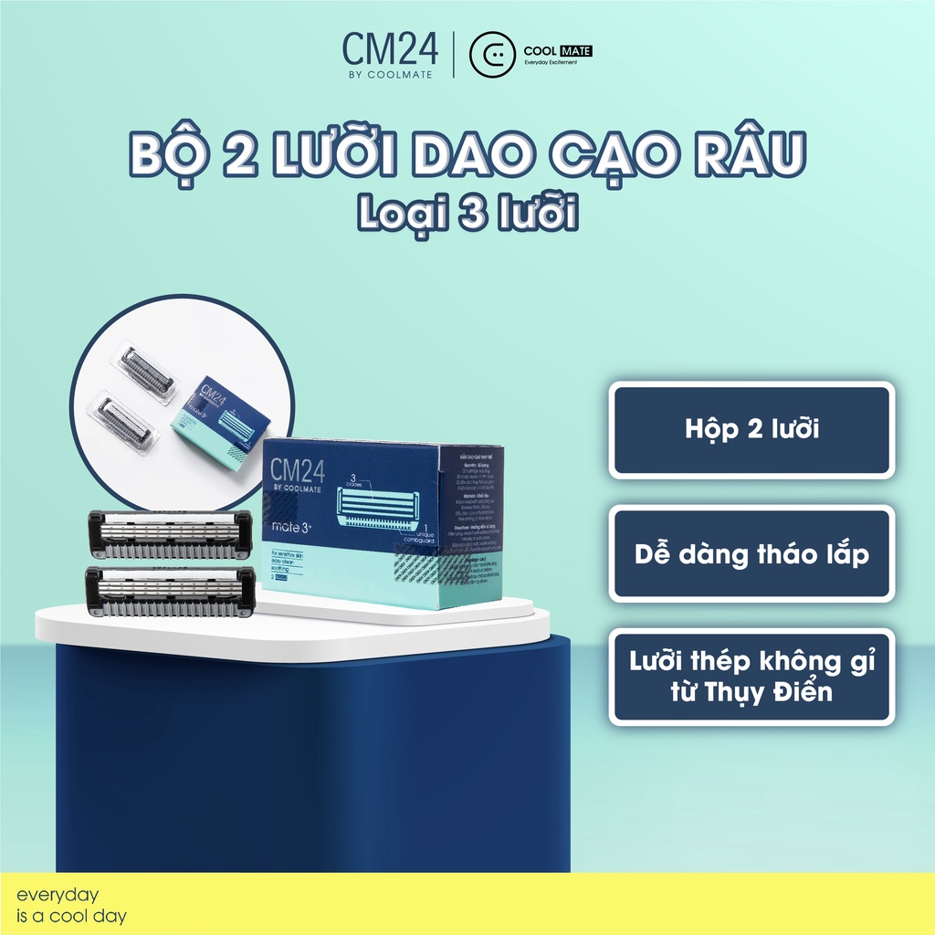 Bộ 2 lưỡi dao cạo râu  loại 3 lưỡi  - thương hiệu CM24