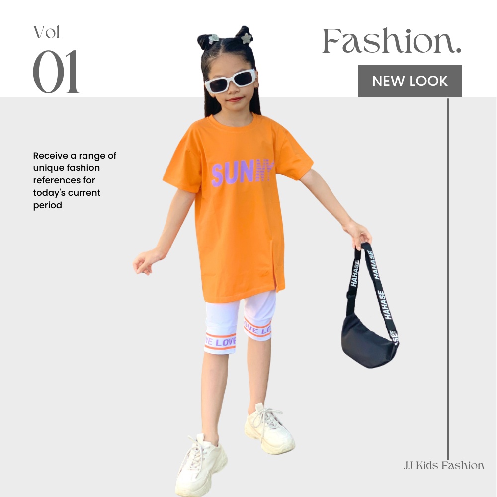 Set quần áo bé gái sunny vải thun giản đơn cao cấp - JJ Kids