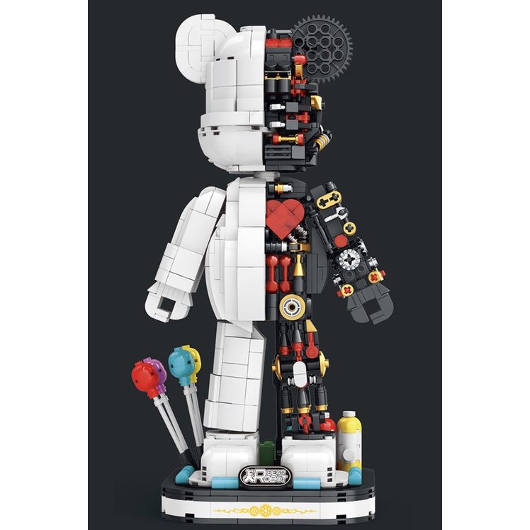 Lego gấu robot bearbrick - Bộ lắp ráp nửa gấu nửa robot - Tặng kèm 1 lego mini