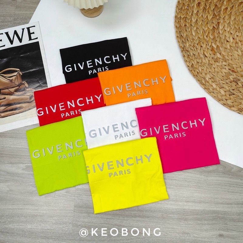 Áo thun nam nữ màu nổi in chữ dập nổi basic áo phông cotton dáng rộng unisex Givenchy
