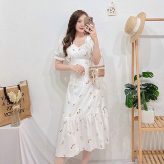 Váy thiết kế maxi hoa đuôi cá dáng dài