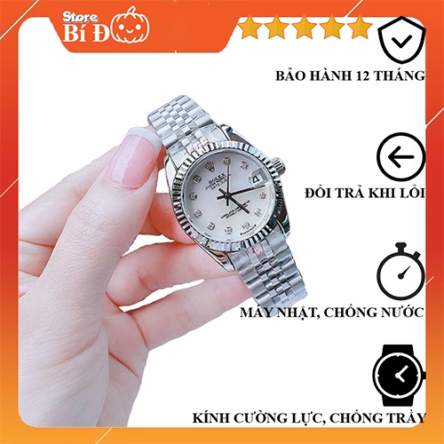 Đồng hồ ROLEX nữ phiên bản máy nhật, chống nước size 32 mm dây thép 904L không rỉ cao cấp