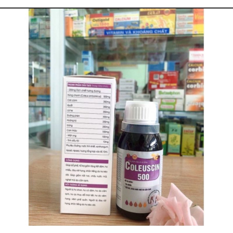 Siro giải cảm, giảm ho COLEUSCIN 500  dạng chai