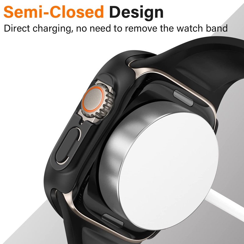 Kính Cường Lực + Vỏ Bảo Vệ Màn Hình Bằng PC Siêu Mỏng 49mm Cho Apple Watch Ultra 49mm