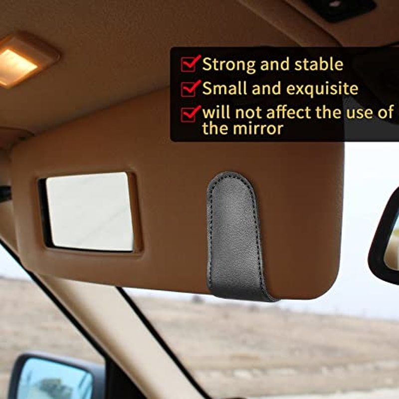 Giá Da PU Kẹp Kính Mát / Bút Đa Năng Tháo Rời Được Gắn Tấm Che Nắng Xe Hơi