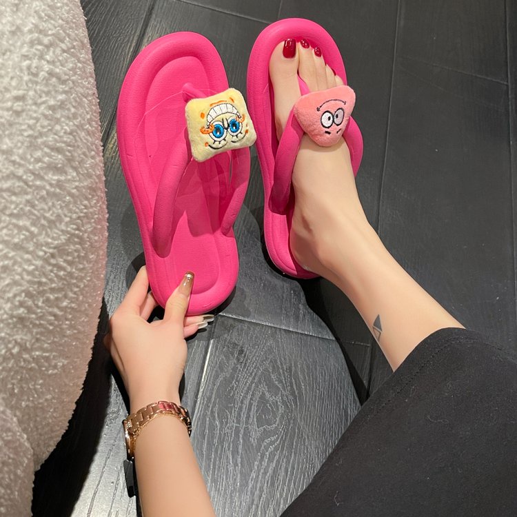 Dép Xỏ Ngón EVA Siêu Nhẹ Đế Dày Chống Trượt Họa Tiết Gấu Dâu Thời Trang Cho Nữ - DL214