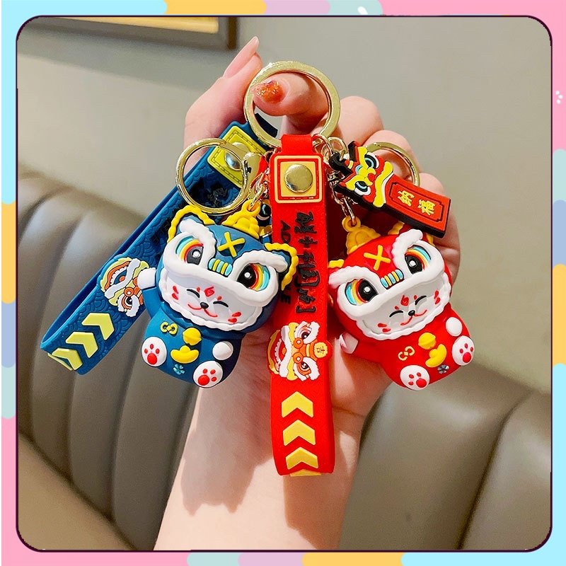 Móc khóa Mèo Thần Tài đội mũ Lân may mắn tài lộc móc treo chìa khoá xe máy cao cấp làm quà tặng siêu đẹp
