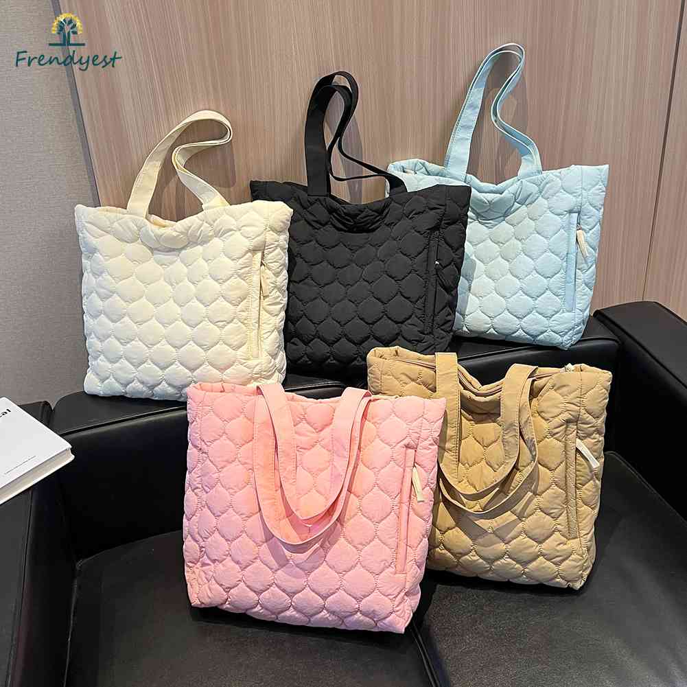 Túi Xách Tay Đeo Vai Có Đệm Cotton Nylon Mềm Mại Thời Trang Mùa Đông Cho Nữ