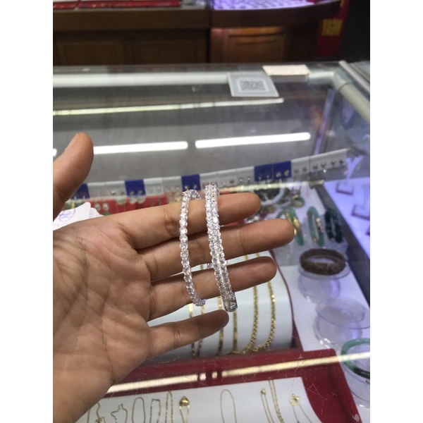 Lắc tay đính đá nhân tạo 4ly cao cấp sáng chất liệu bạc chuẩn &amp; mạ vàng trắng