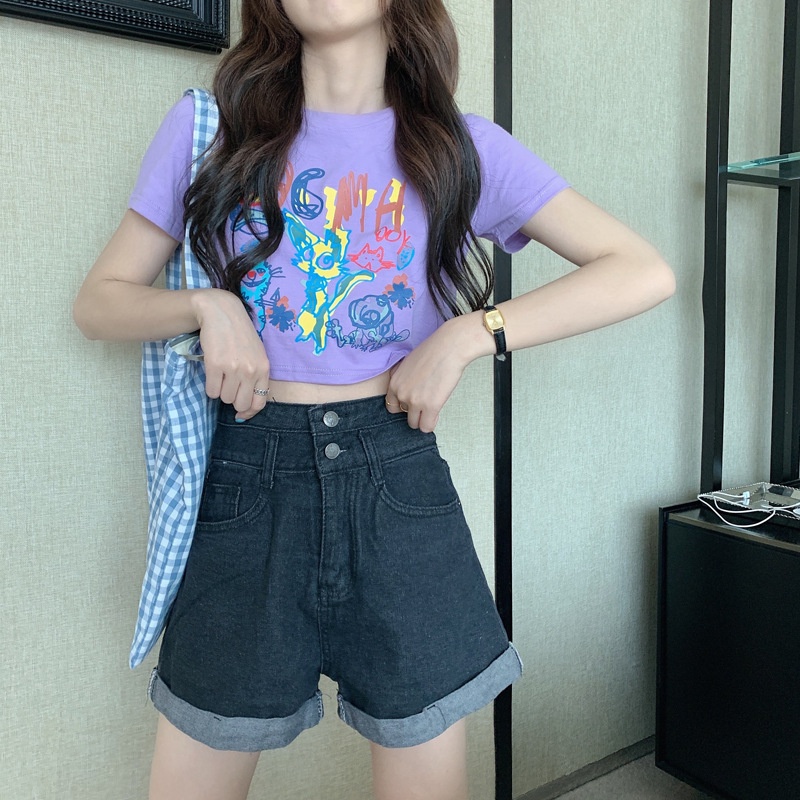 NRVP Áo Thun Tay Ngắn Dáng Ôm In Họa Tiết Thời Trang Đường Phố Hàn Quốc 2023