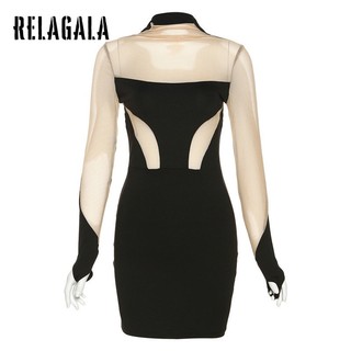 RelaGala Thời trang nữ Váy lưới xuyên thấu gợi cảm