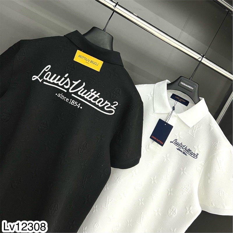 Áo Polo Nam LV Hoạ Tiết Vân Nổi Siêu Chất - Áo Polo Cho Nam Siêt Hot 2023