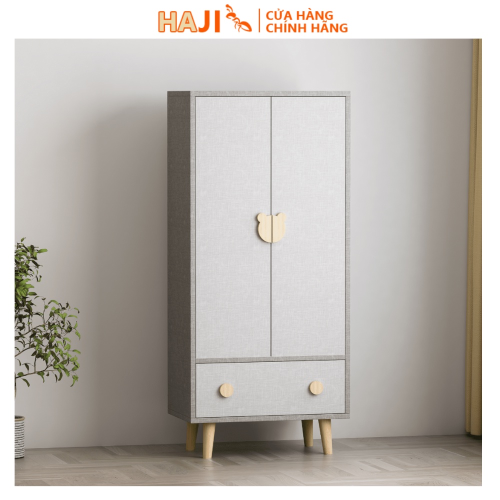Tủ quần áo cho bé hình gấu xinh xắn gỗ MDF cao cấp chống ẩm tuyệt đối thương hiệu HAJI A123