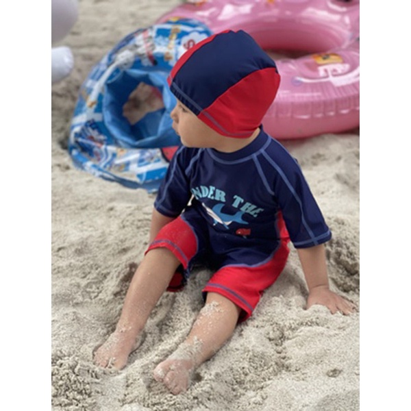 Bộ Đồ Bơi Liền Thân Trẻ Em Bé Trai Kèm Mũ Dành Cho Bé Trai 2-10 Tuổi
