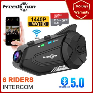 Freedcon R1 Pro Tai Nghe Chụp Tai Kết Nối bluetooth 1440p wifi 2k 6 Ngăn Chuyên Dụng Cho Mũ Bảo Hiểm Xe Mô Tô