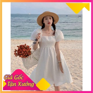 váy babydoll tay bồng váy 2 lớp đi biển đi chơi đi làm phong cách hàng quốc