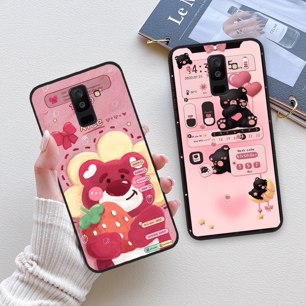 Ốp lưng Samsung Galaxy J8, ốp điện thoại samsung hình gấu dâu tây Lottso dễ thương