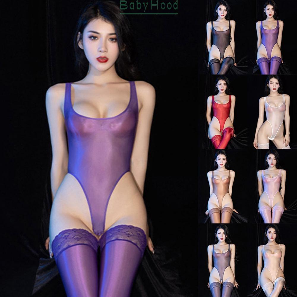 Women Sheer Bodysuit High Cut Leotard Thong Rompers Crothless Sexy Lingerie#BBHOOD