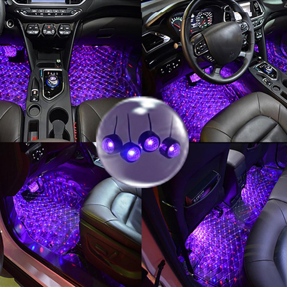 Mới Đèn LED RGB 4 Trong 1 Nhiều Màu Trang Trí Nội Thất Xe Hơi