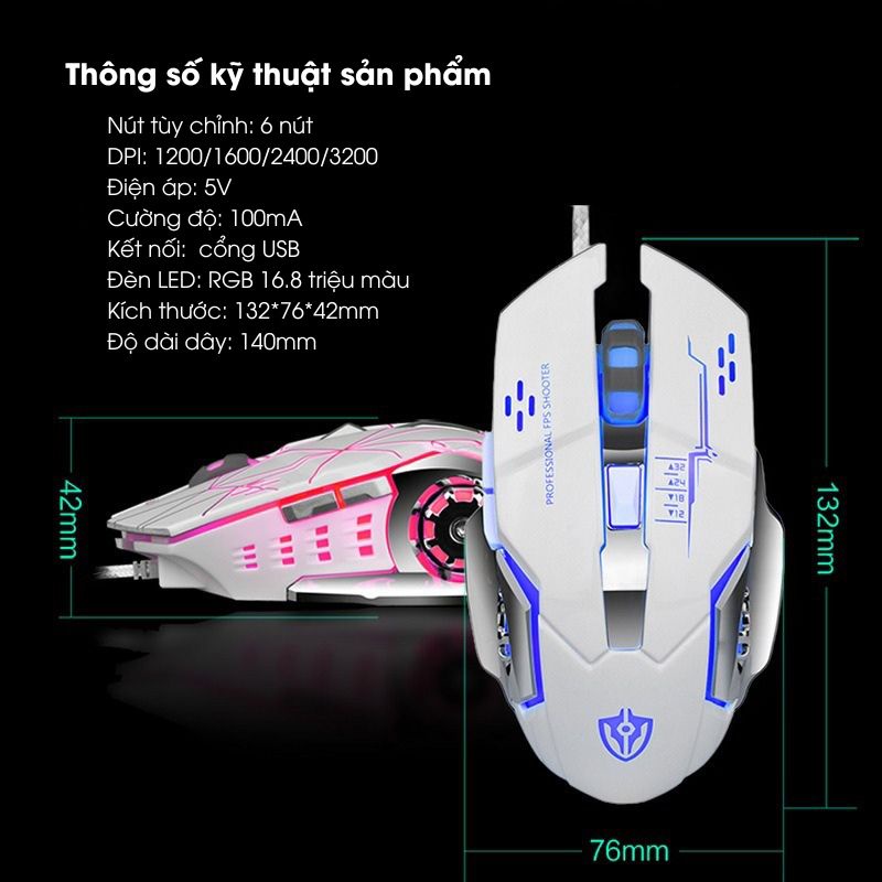 Chuột gaming máy tính có dây X7 game chế độ LED 7 màu , tùy chỉnh DPI | BigBuy360 - bigbuy360.vn