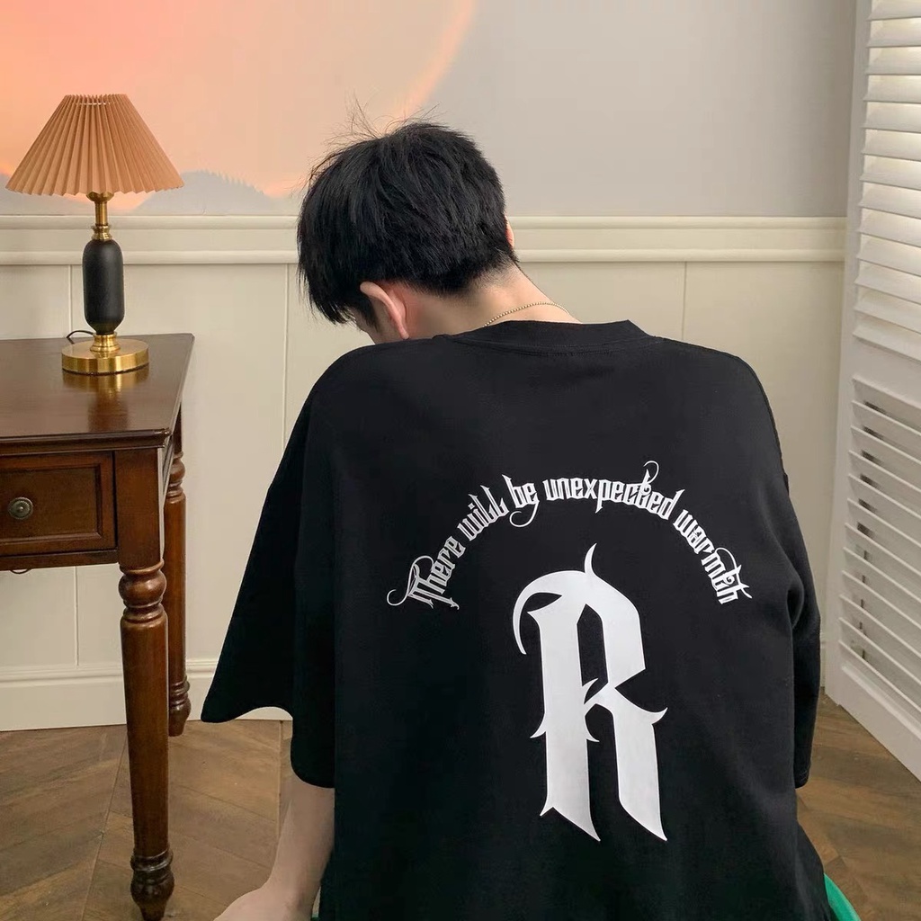 Áo cộc tay nam nữ - Chữ R- là điểm nhấn, chất cotton, Ulzagshop