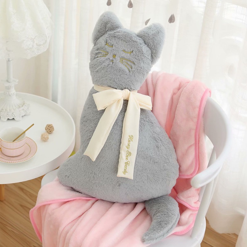 Chăn Gối Hình Mèo Ba Chiều Nhồi Bông Dễ Thương