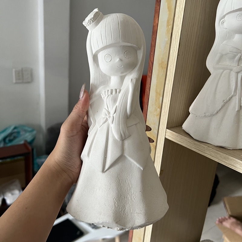 Tô Tượng Thạch Cao Màng Công Chúa Size Đại 18-24cm Kèm Màu Cọ Khay Pha Màu Tượng Thạch Cao Gấu Pooh
