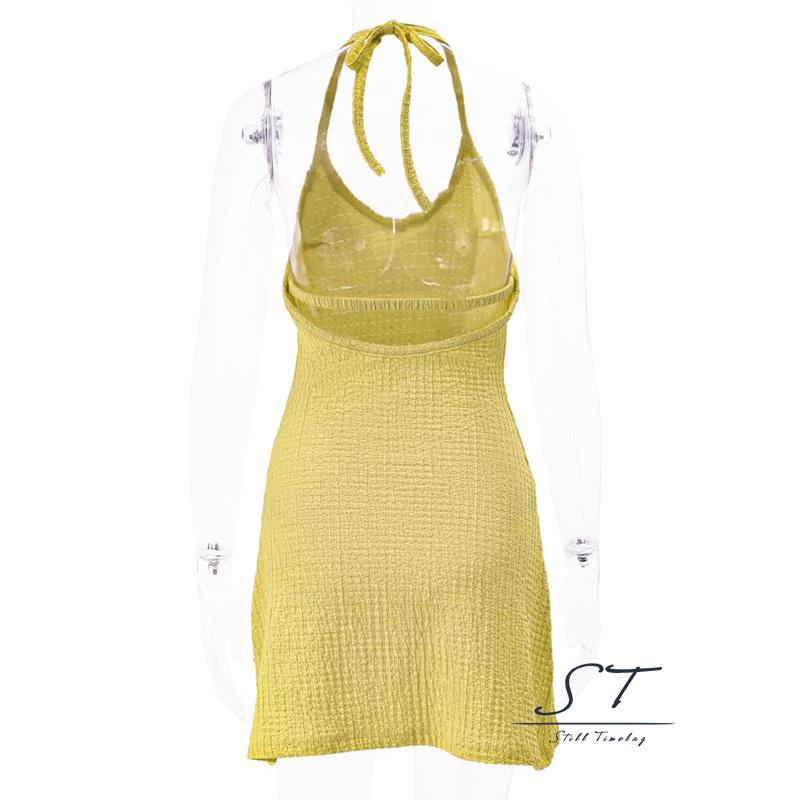 Đầm Ngắn Không Tay Cổ Chữ V Màu Trơn Thời Trang Dành Cho Nữ CY03 One