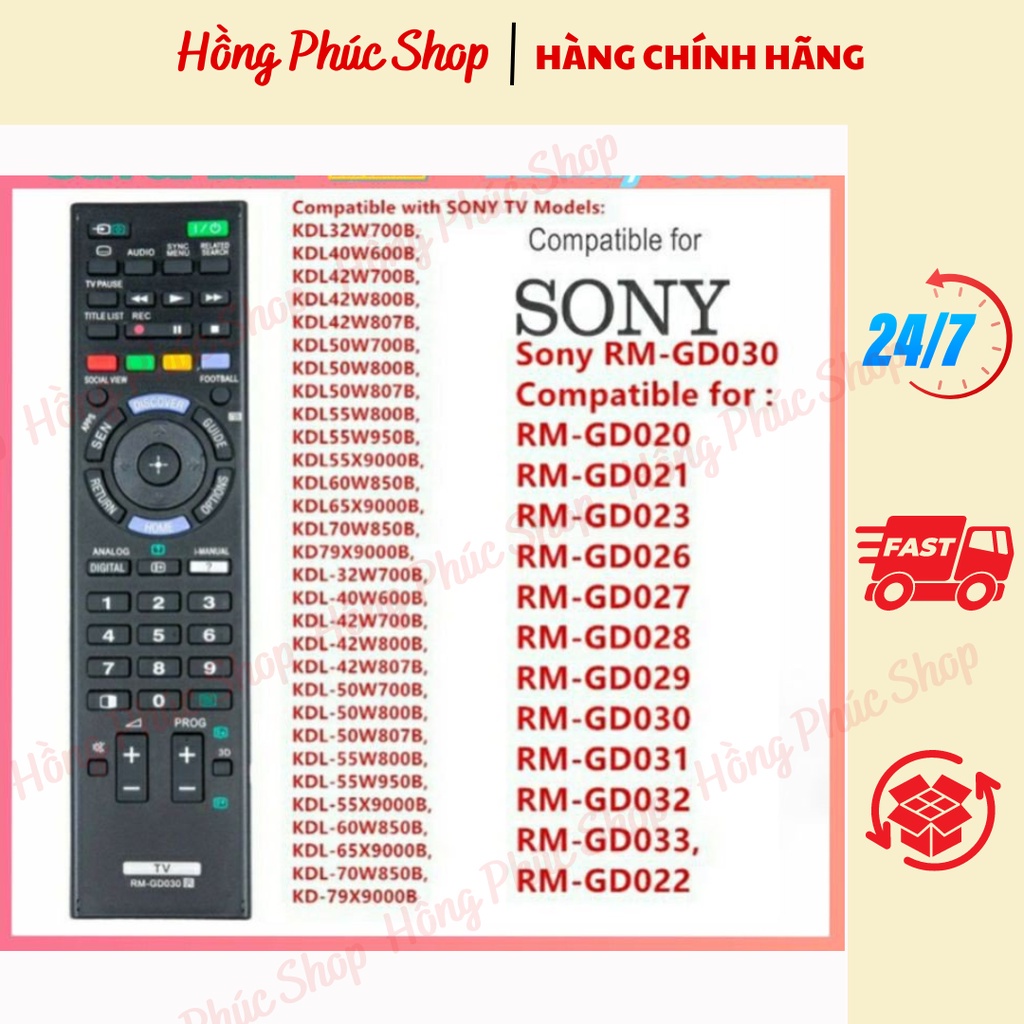 Remote tivi Sony - Điều khiển tivi Sony - Remote Tivi Sony RM-GD030 gd023 gd033 RM-GD031 RM-GD032 RM-GD026 RM-GD027