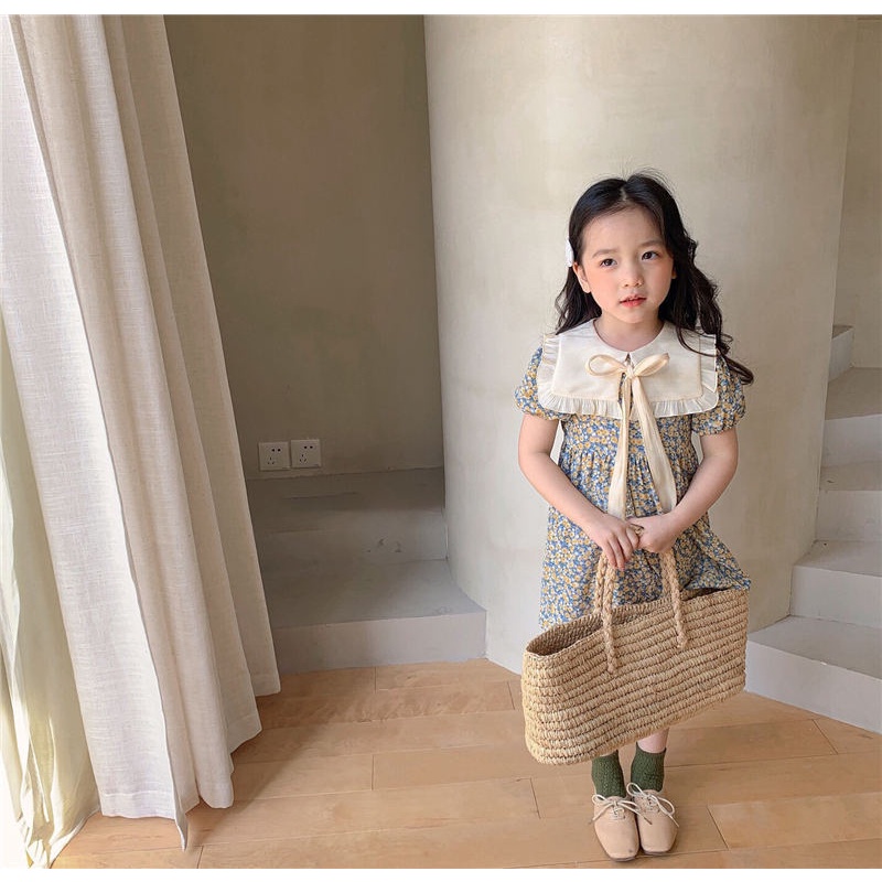 Đầm Công Chúa Họa Tiết Hoa Phong Cách Phương Tây Cho Bé Gái 1-9 Tuổi