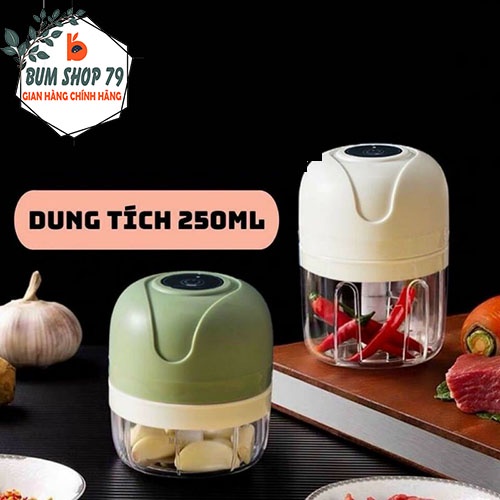 Máy xay cầm tay Mini đa năng xay tỏi ớt rau củ quả tiện lợi 250ml, Máy xay tỏi ớt Mini thiết kế nhỏ gọn hiện đại